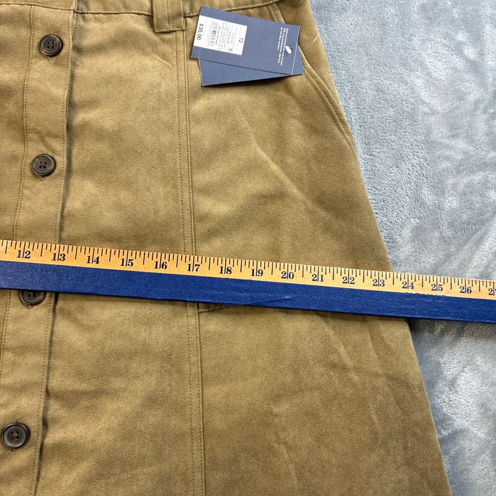NWT Universal Thread Women's Size 12 Tan Faux Suede Button Front Midi Skirt - Picture 9 of 16